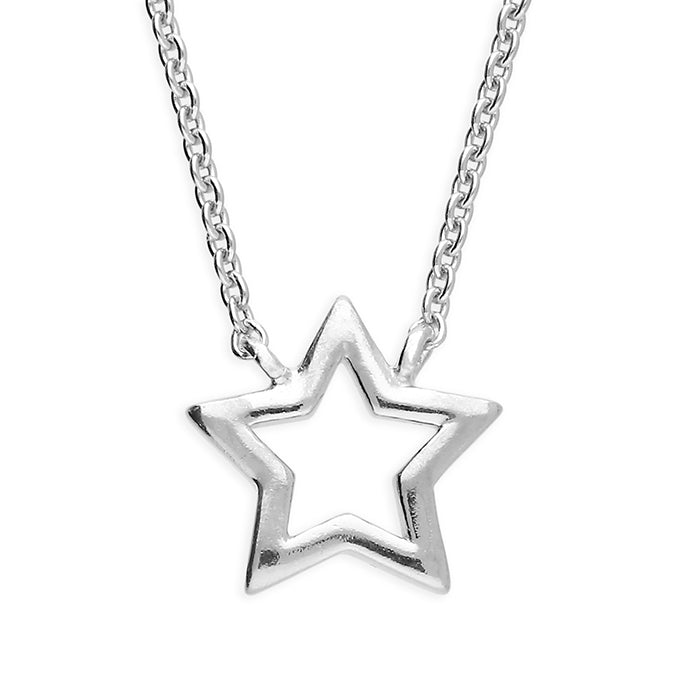 Sterling Silver Open Star Necklace
