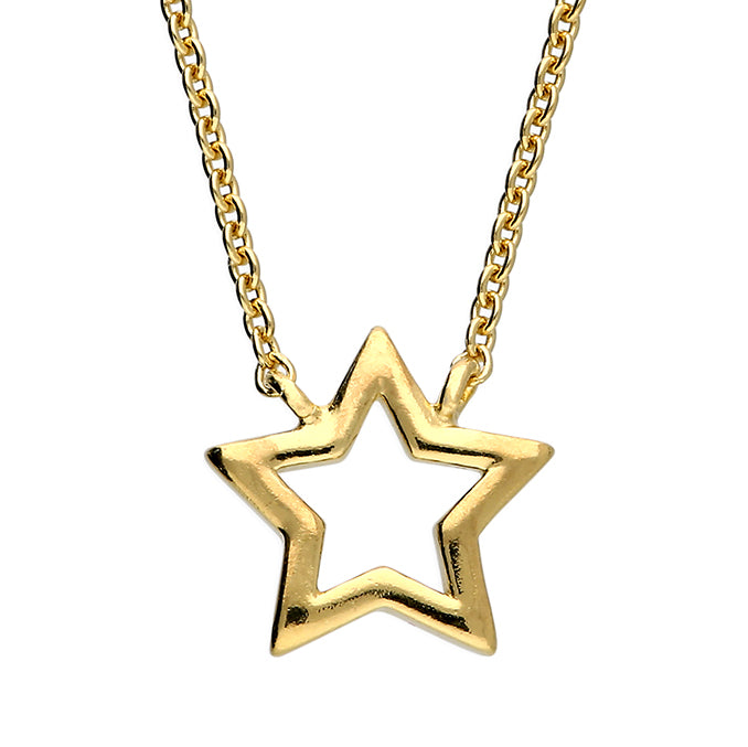 Gold Plated Sterling Silver Open Star Necklace