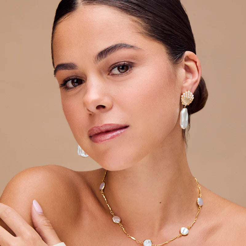 Orelia London - Embellished Shell & Pearl Drop Earrings