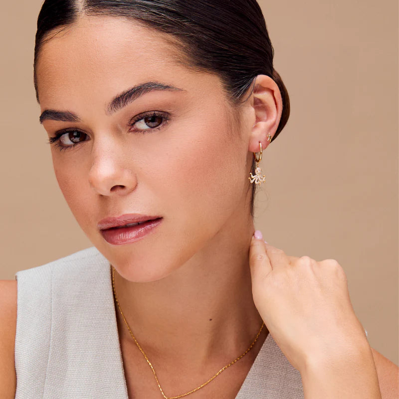 Orelia London - Pave Octopus Charm Hoop Earring
