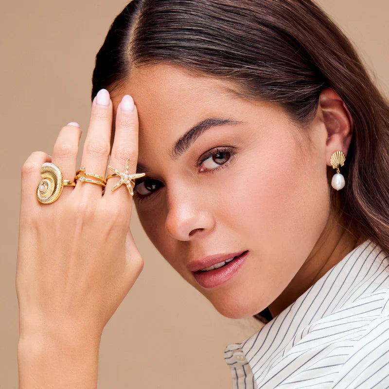 Orelia London - Polished Molten & Crystal Wrap Ring - M/L