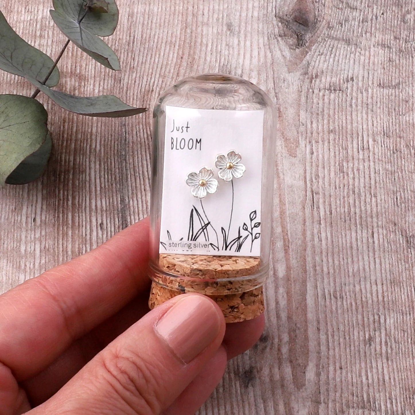 Attic - Four Petal Blossom Flower Earrings - Silver