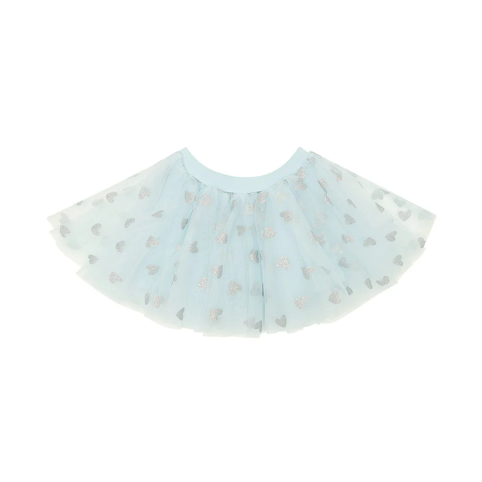 Sky Blue Tutu Silver Glitter Heart 4-6