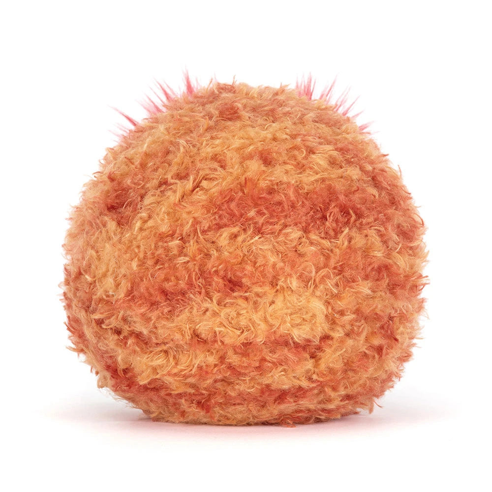 Rear view of Amuseables Planet Mars showing its round shape and mottled orange plush.