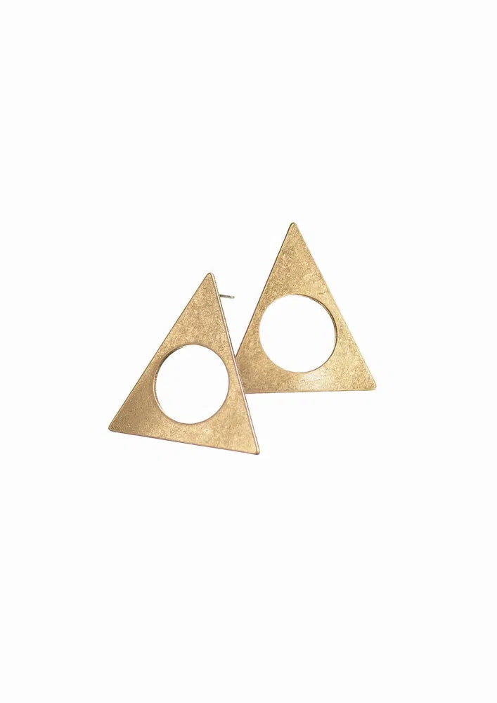 Window on Isoceles Stud Earrings - Gold