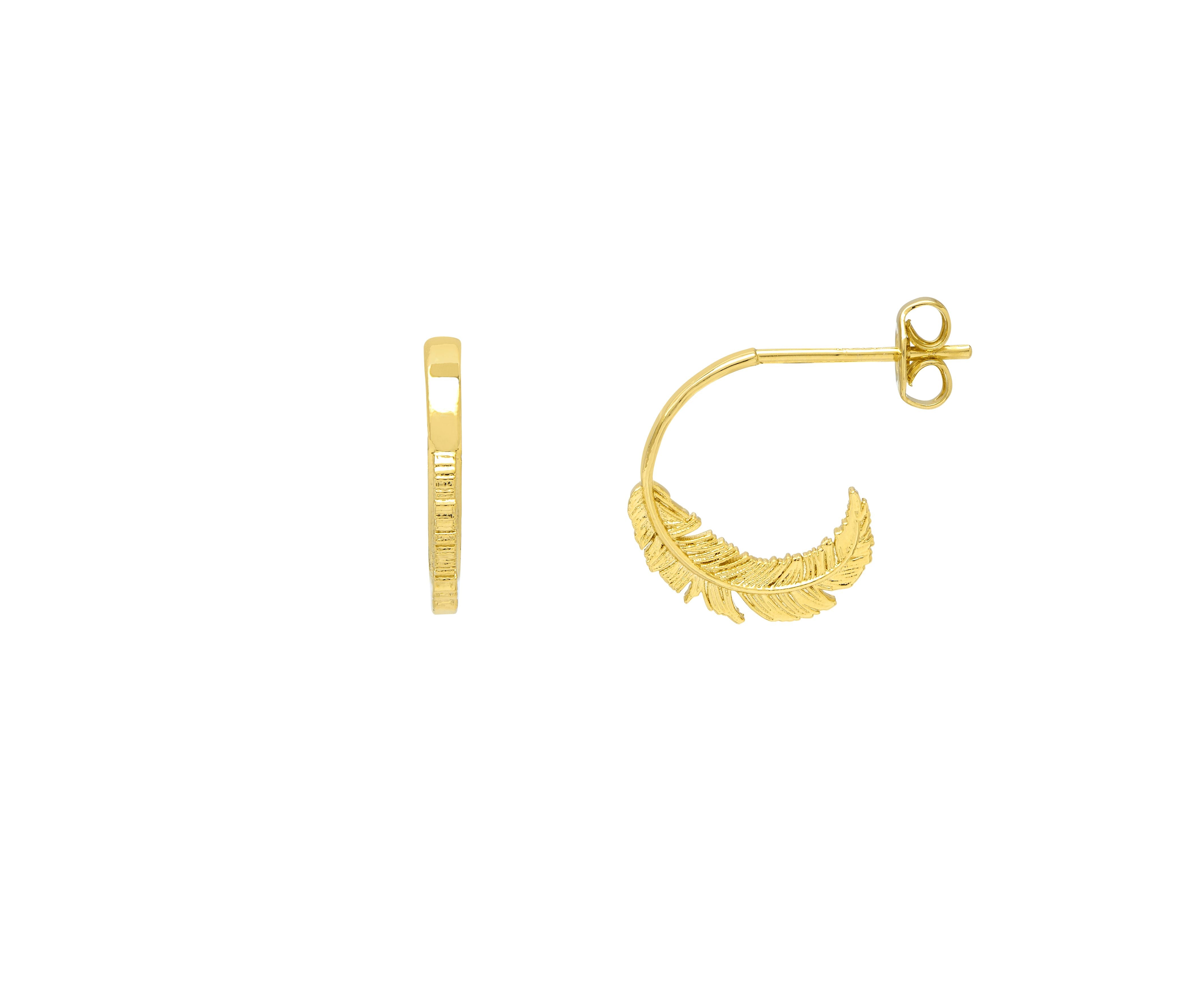 Estella Bartlett - Feather Hoops Gold Plated