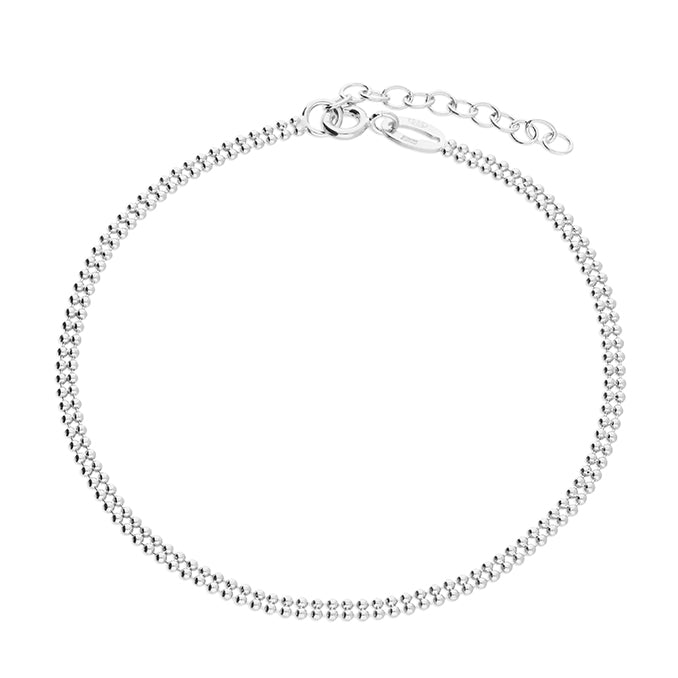 Double Row Beaded Sterling Silver Bracelet