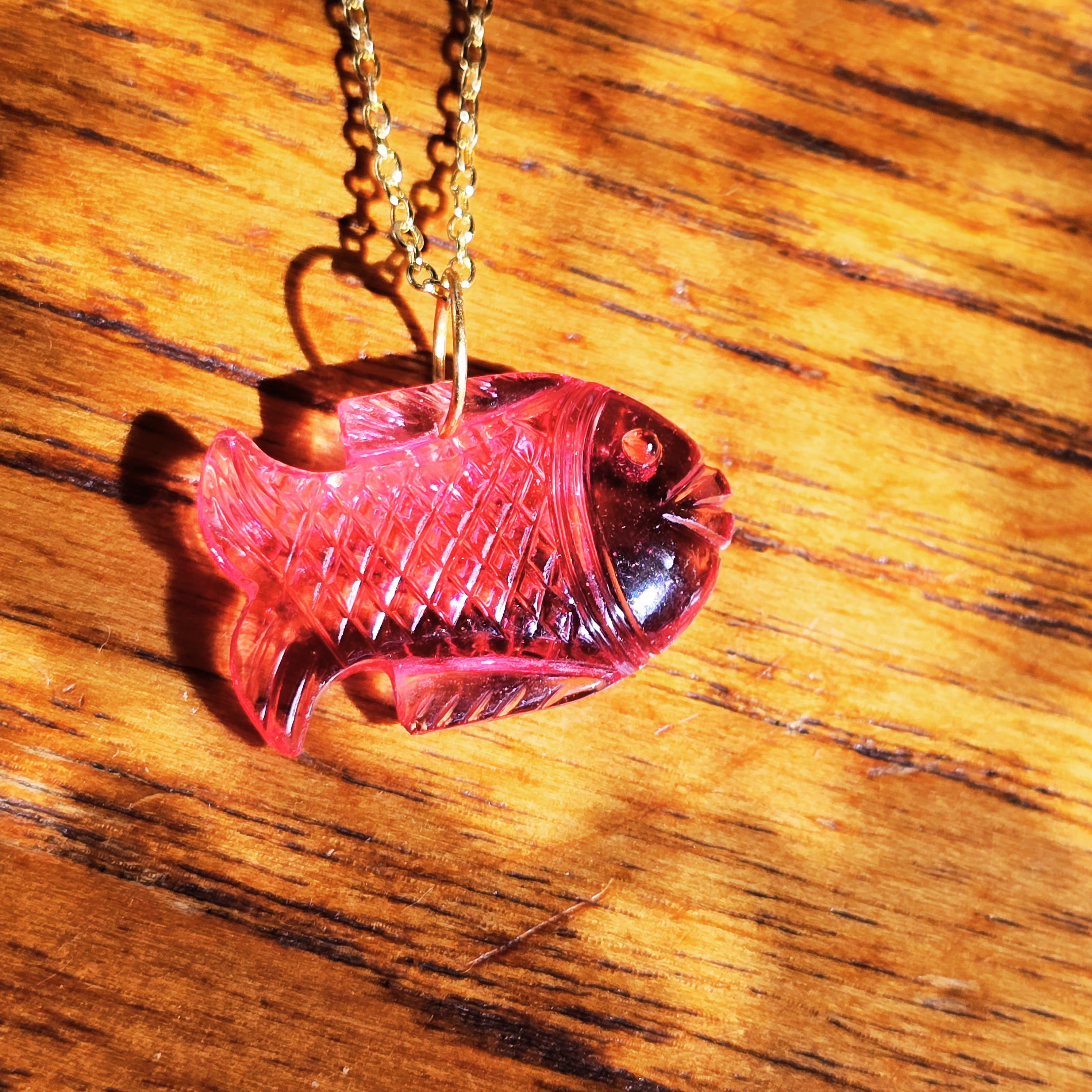 MOOCH London - Carved Gemstone Fish Pendant Necklace