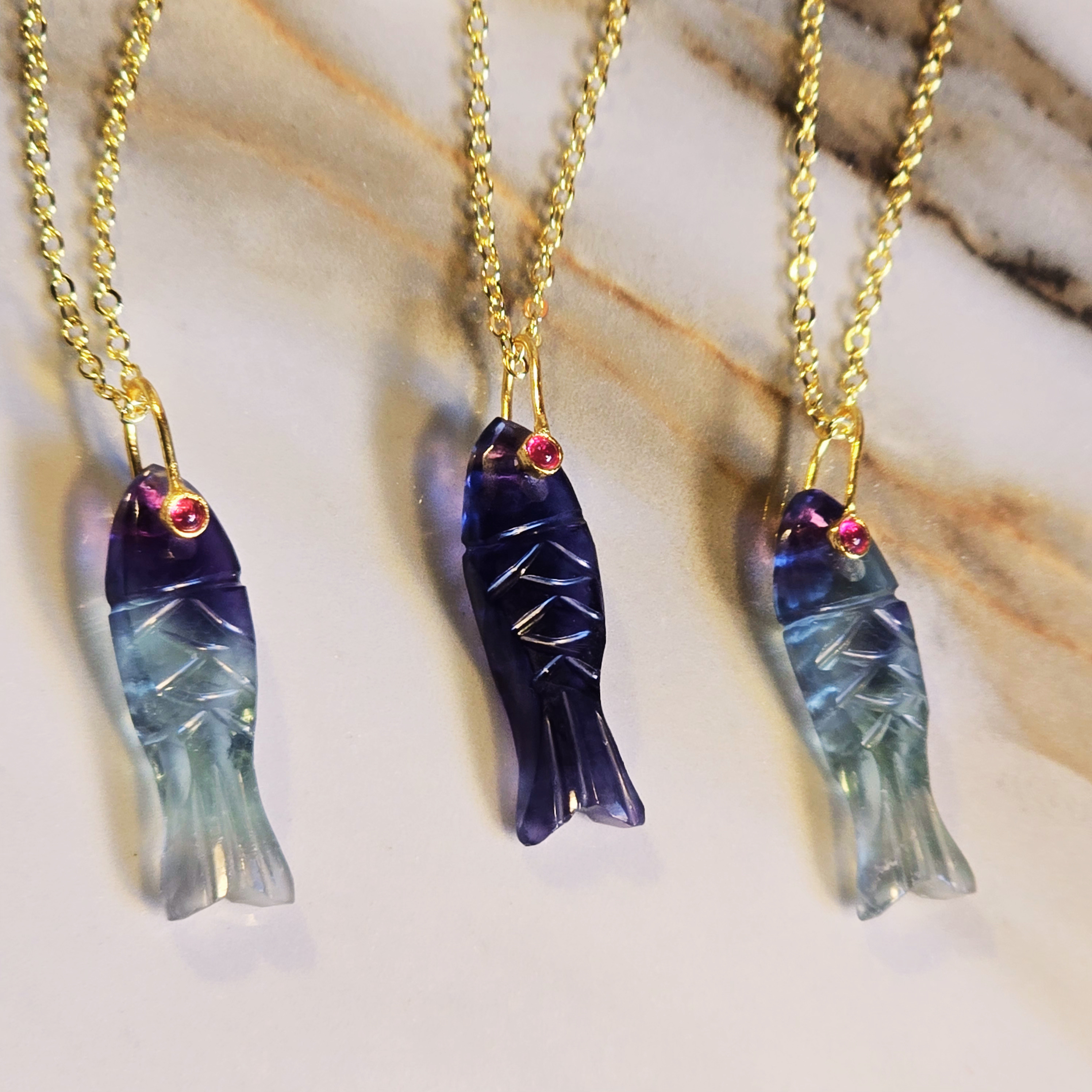 MOOCH London - Carved Gemstone Sardine Pendant Necklace