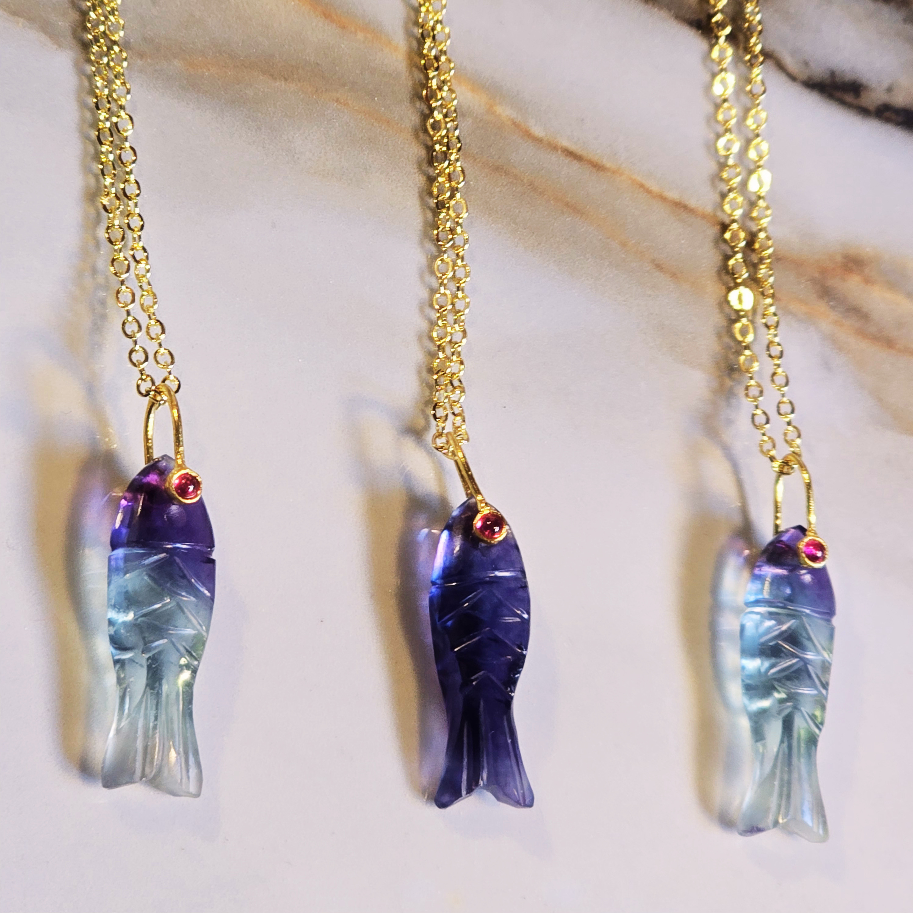 MOOCH London - Carved Gemstone Sardine Pendant Necklace
