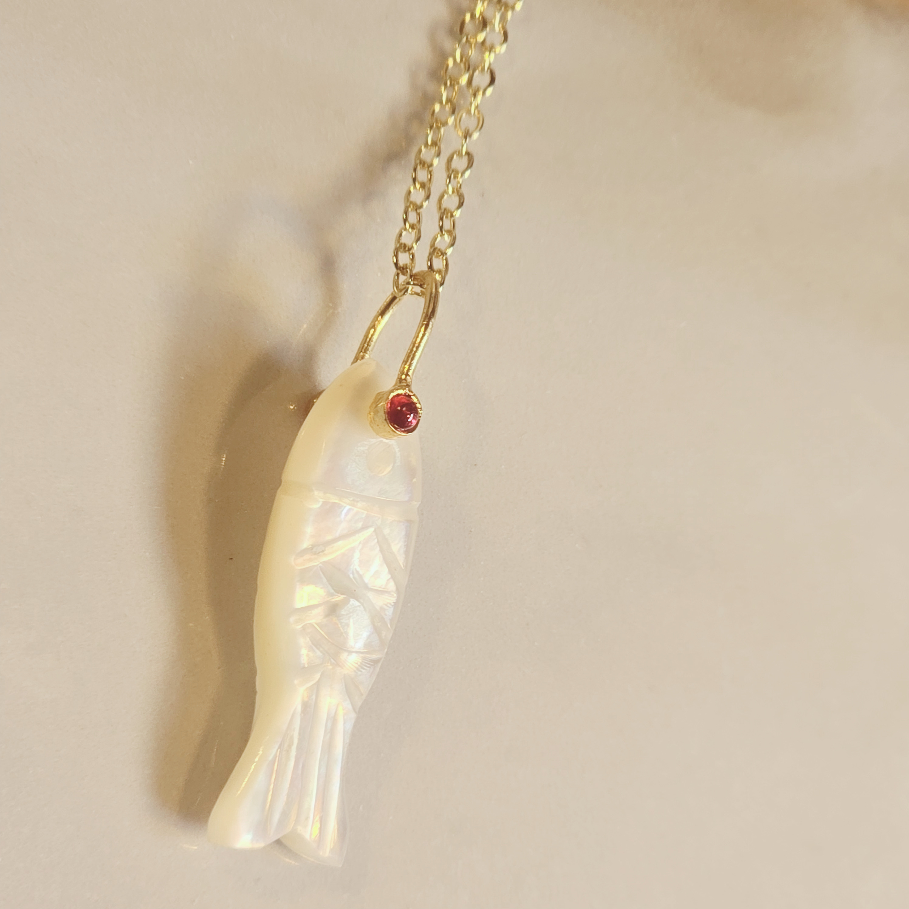 MOOCH London - Carved Gemstone Sardine Pendant Necklace