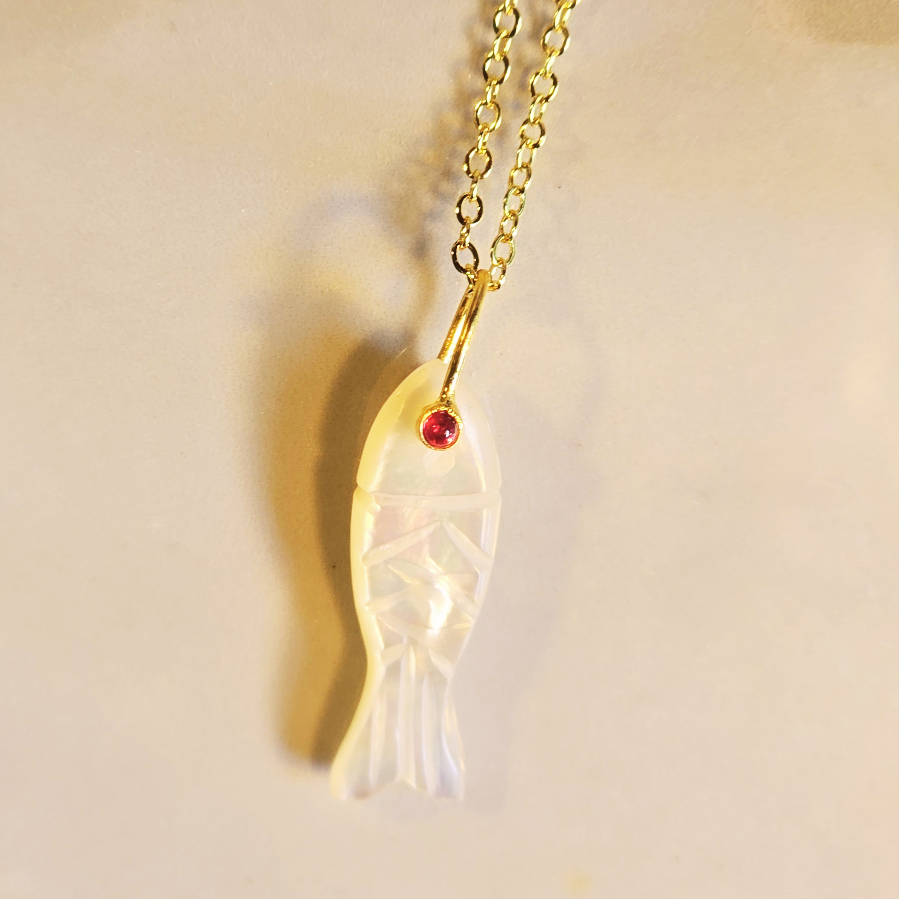 MOOCH London - Carved Gemstone Sardine Pendant Necklace