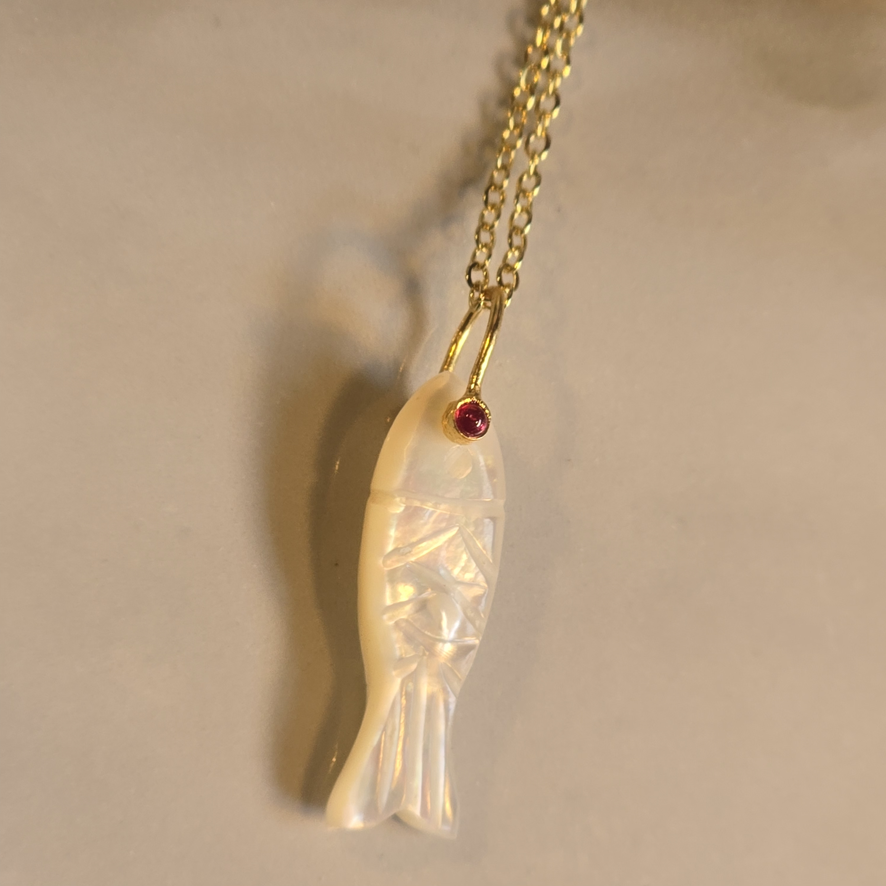 MOOCH London - Carved Gemstone Sardine Pendant Necklace