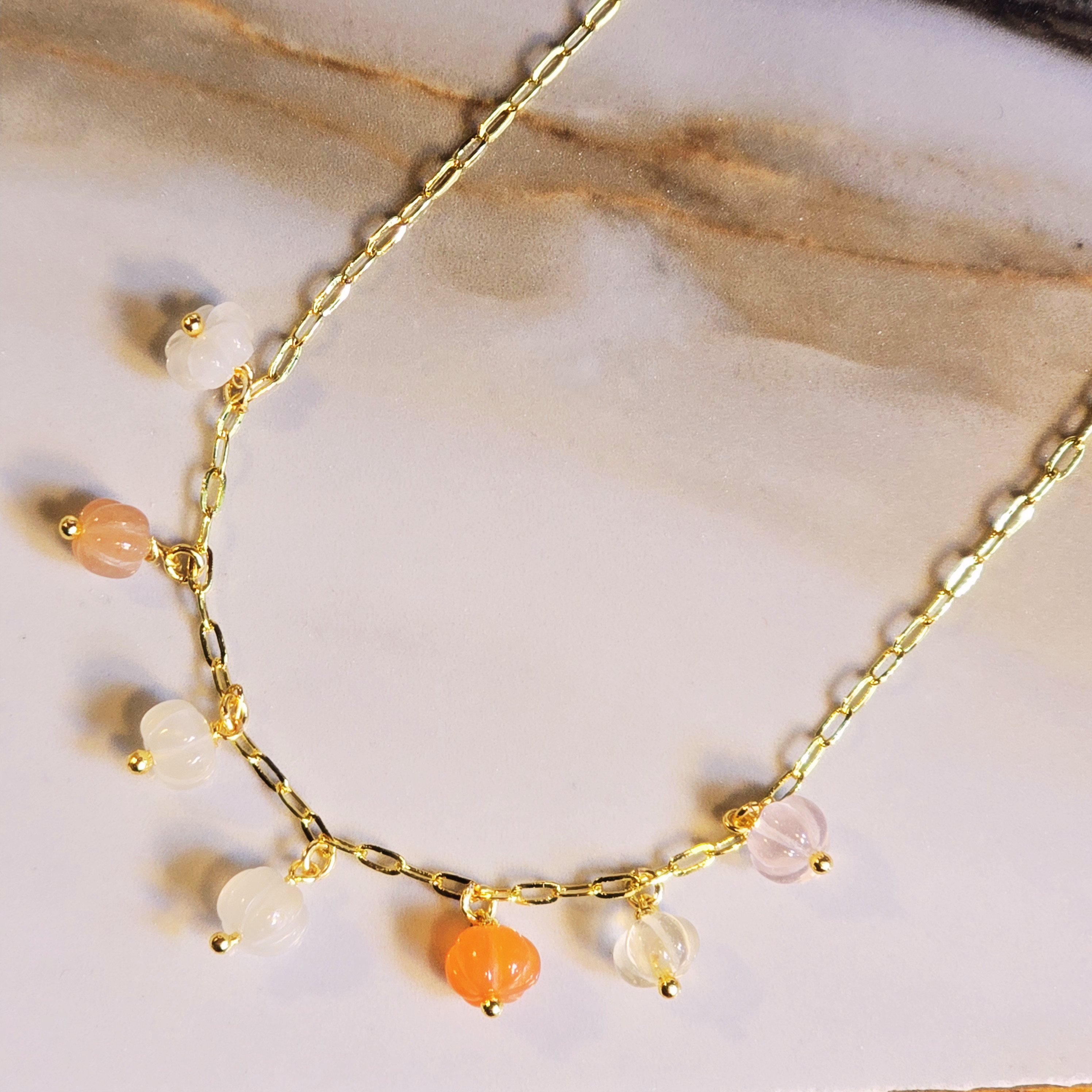 MOOCH London - Carved Gemstone Pumpkin Pendant Necklace
