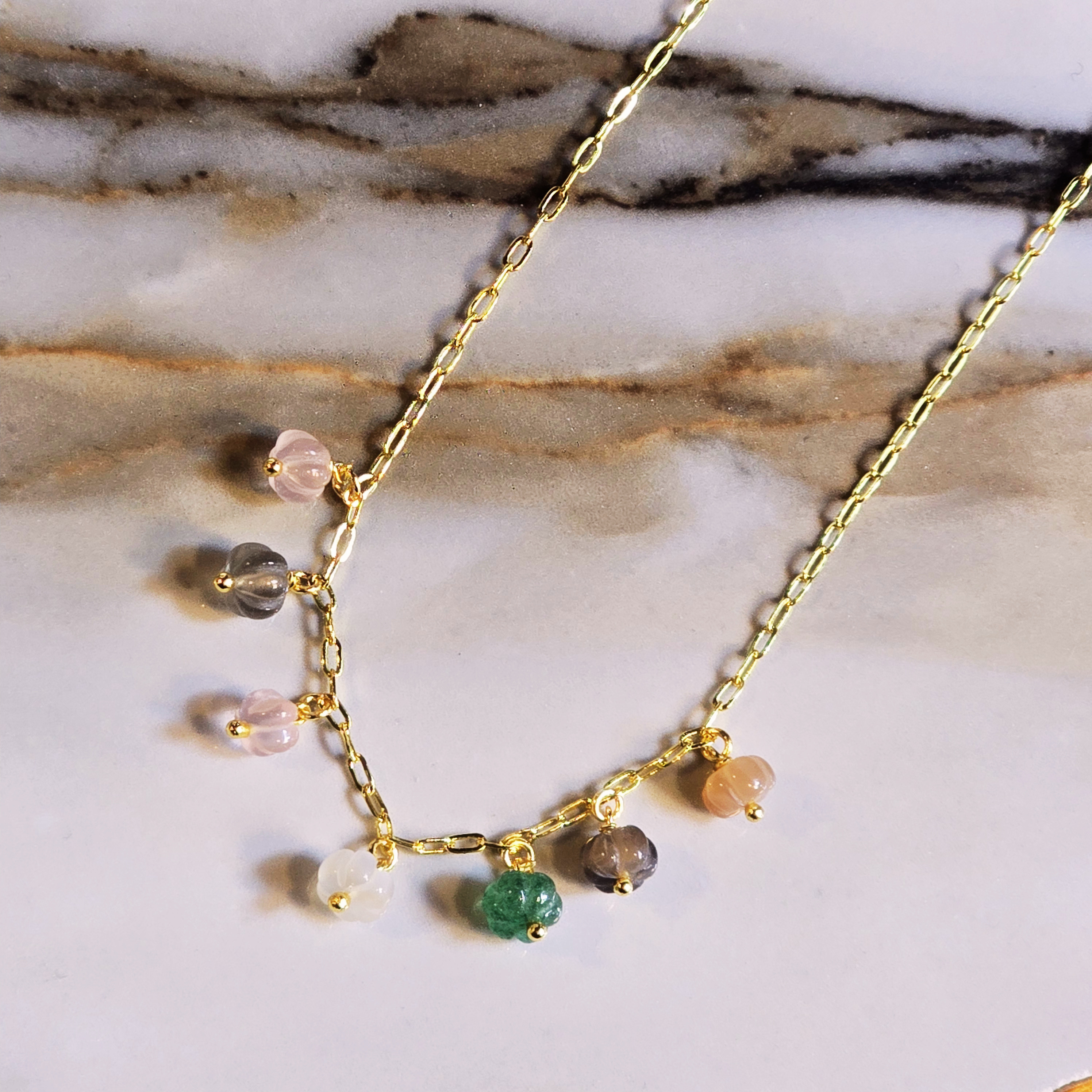 MOOCH London - Carved Gemstone Pumpkin Pendant Necklace