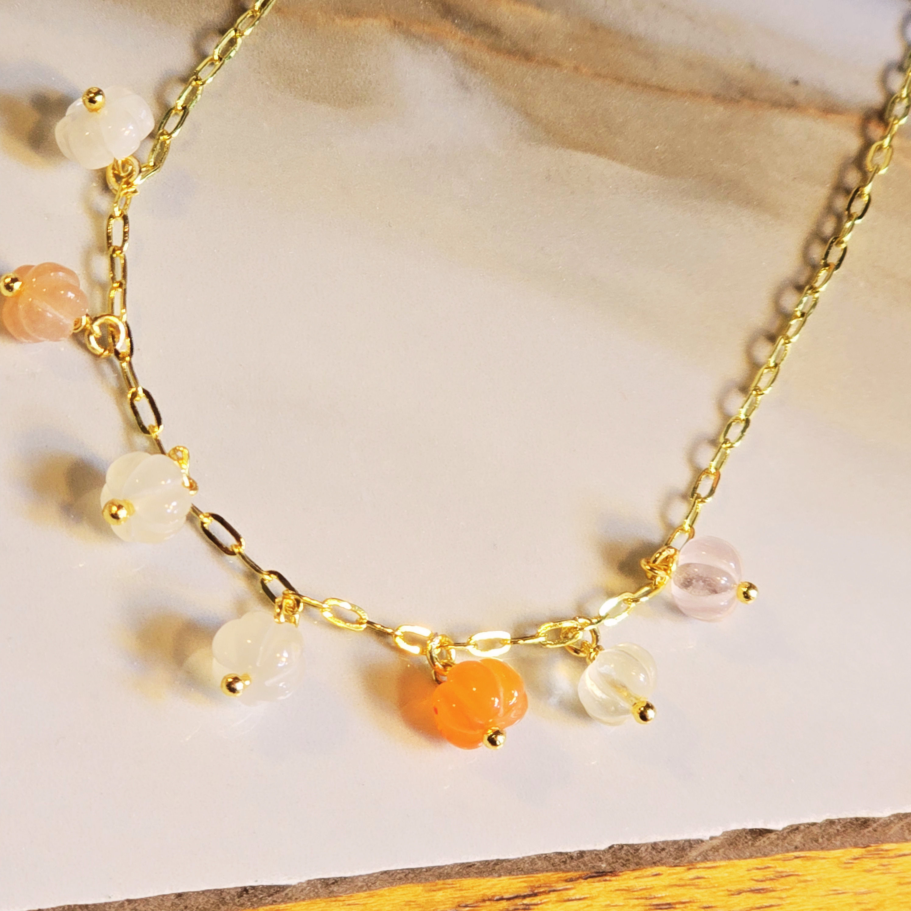 MOOCH London - Carved Gemstone Pumpkin Pendant Necklace