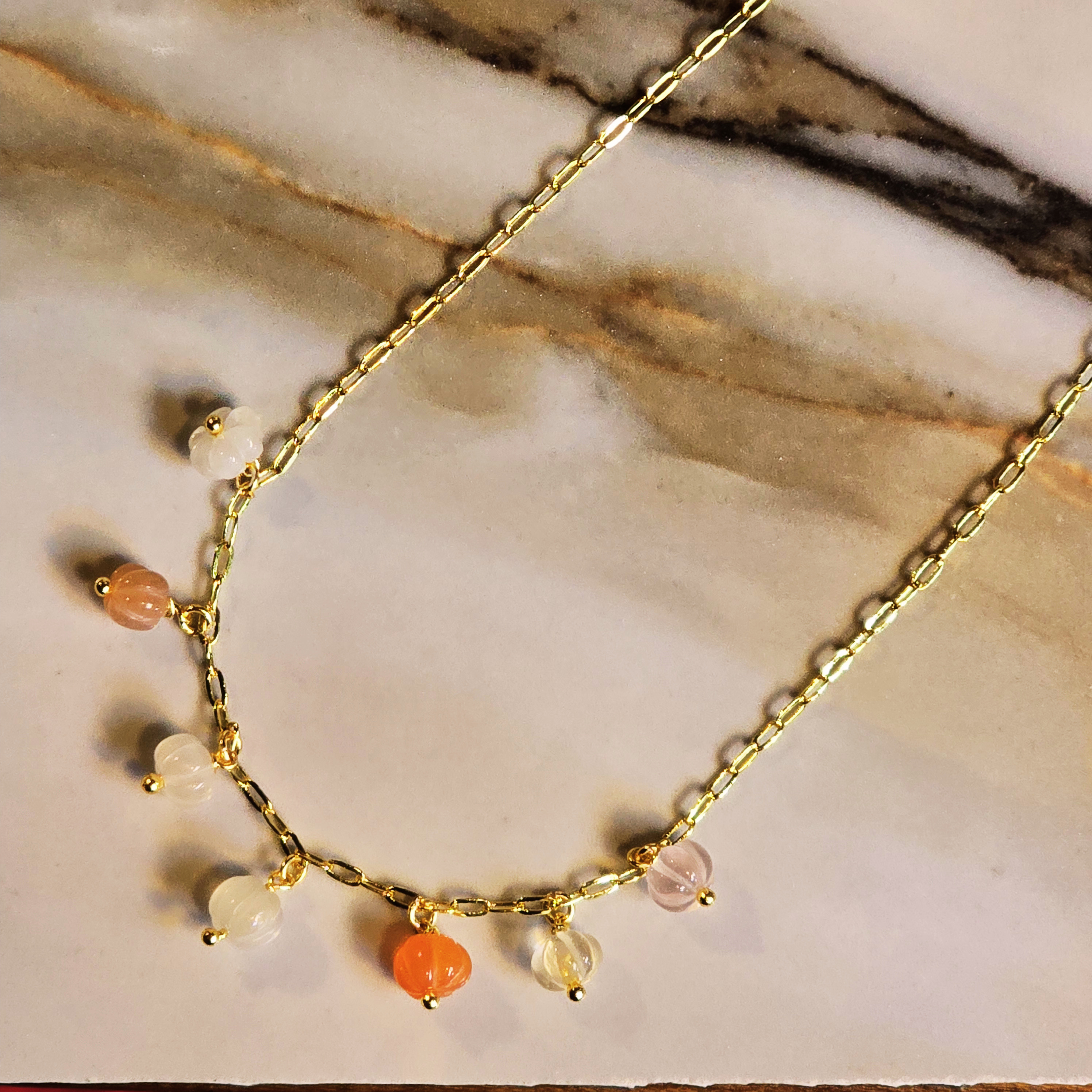MOOCH London - Carved Gemstone Pumpkin Pendant Necklace