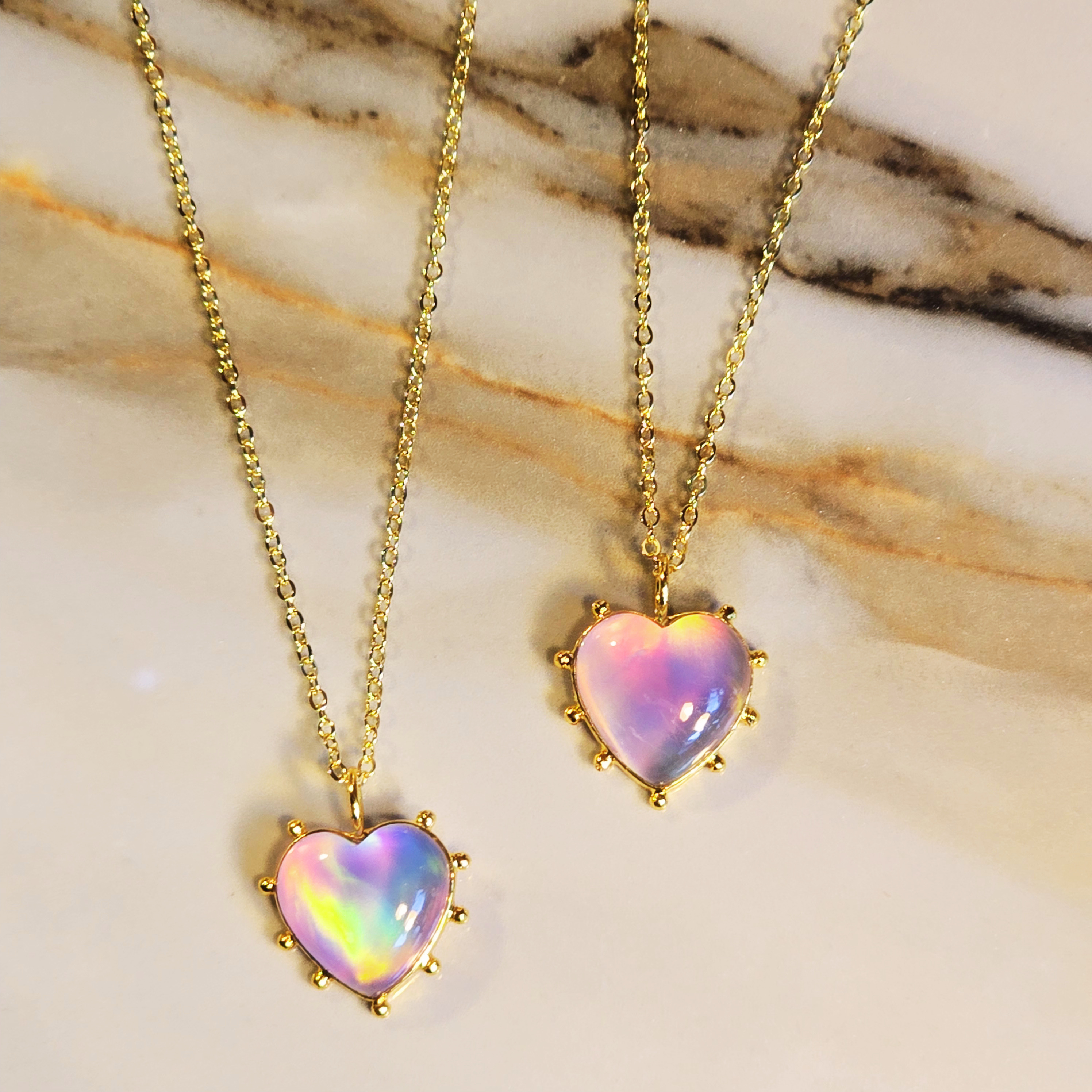 MOOCH London - Cultured Fire Opal Heart Pendant Necklace