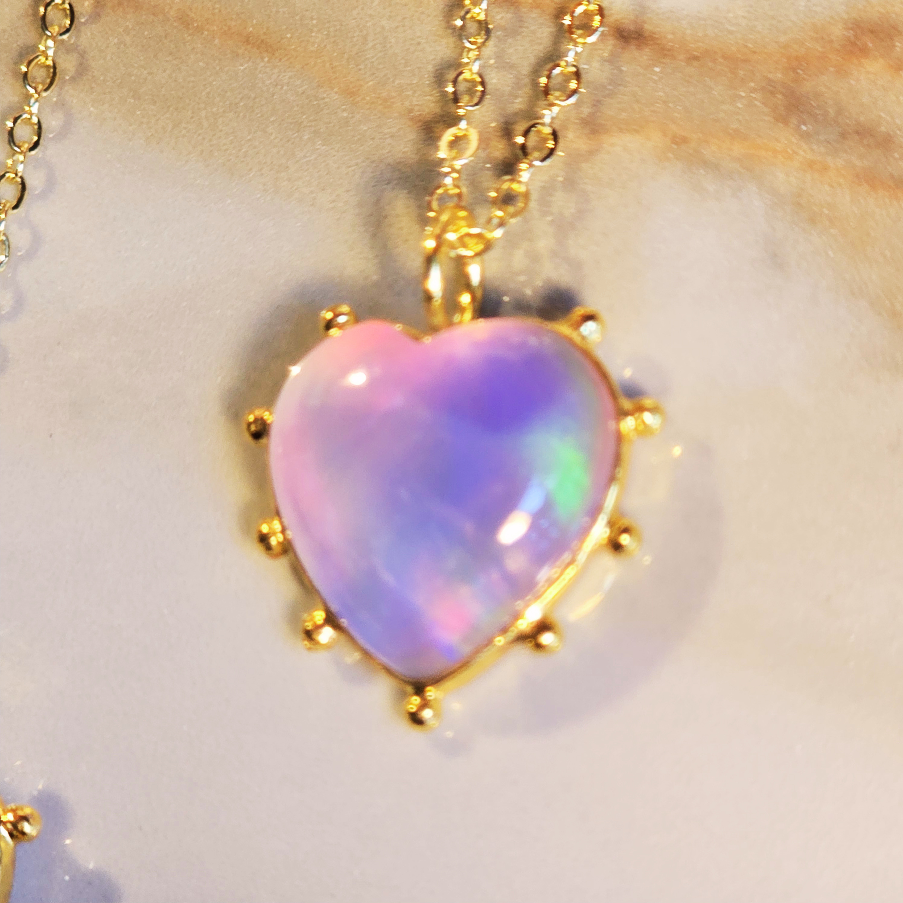 MOOCH London - Cultured Fire Opal Heart Pendant Necklace
