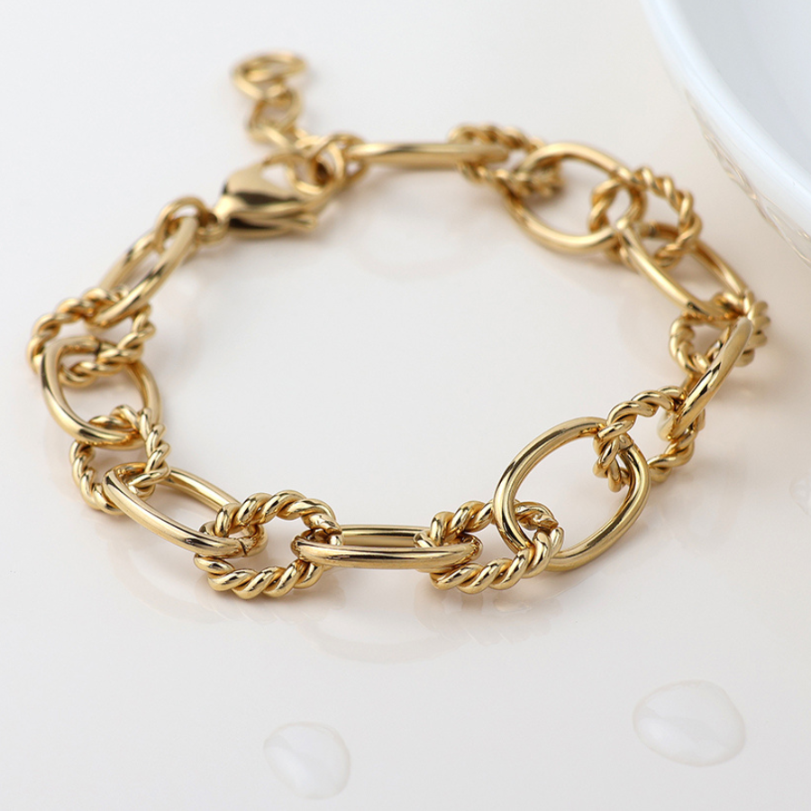 Waterproof Gold Plated Twist Link Bracelet