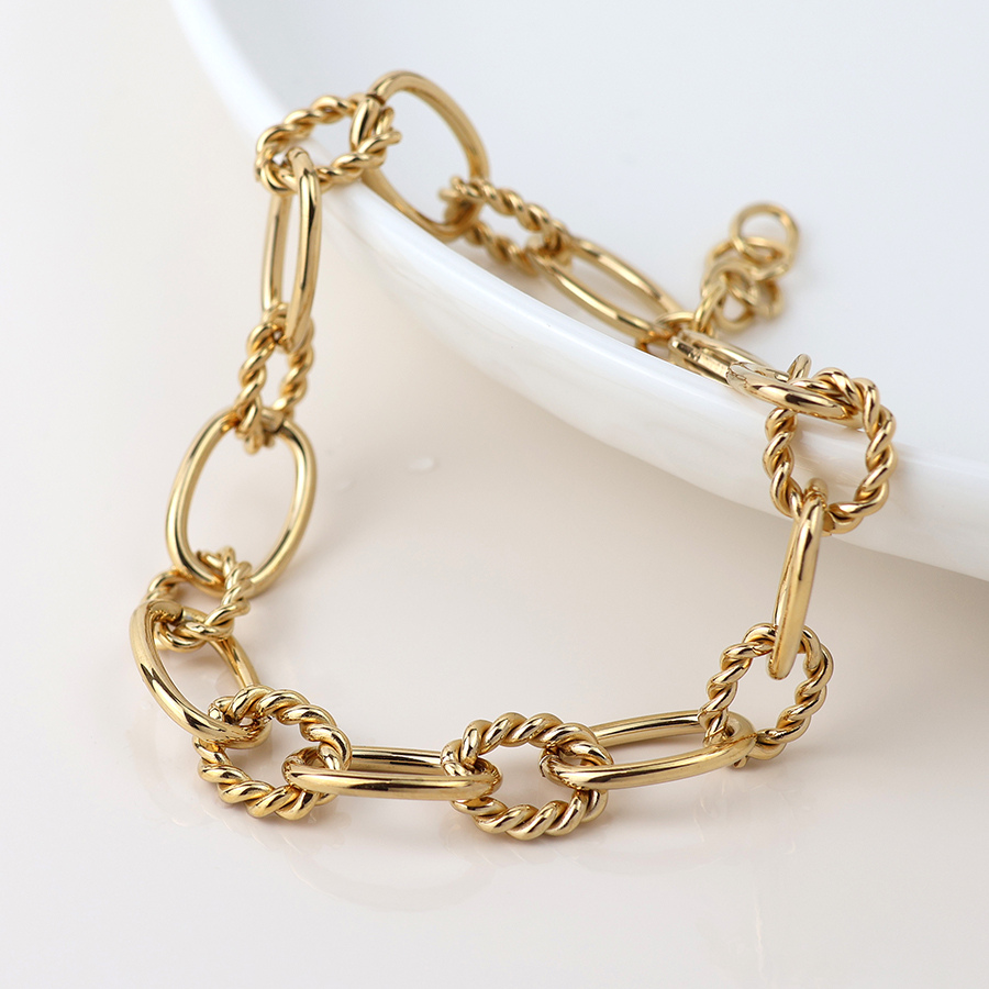 Waterproof Gold Plated Twist Link Bracelet