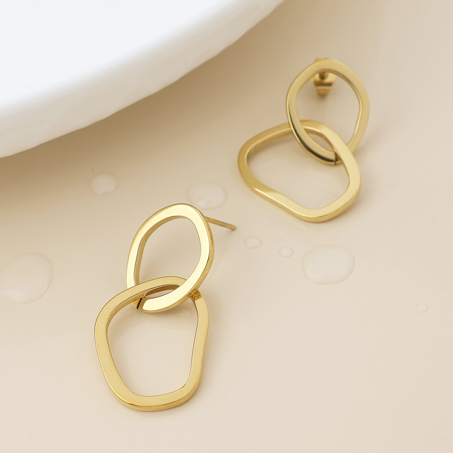 Waterproof Gold Plated Linked Hoop Earrings