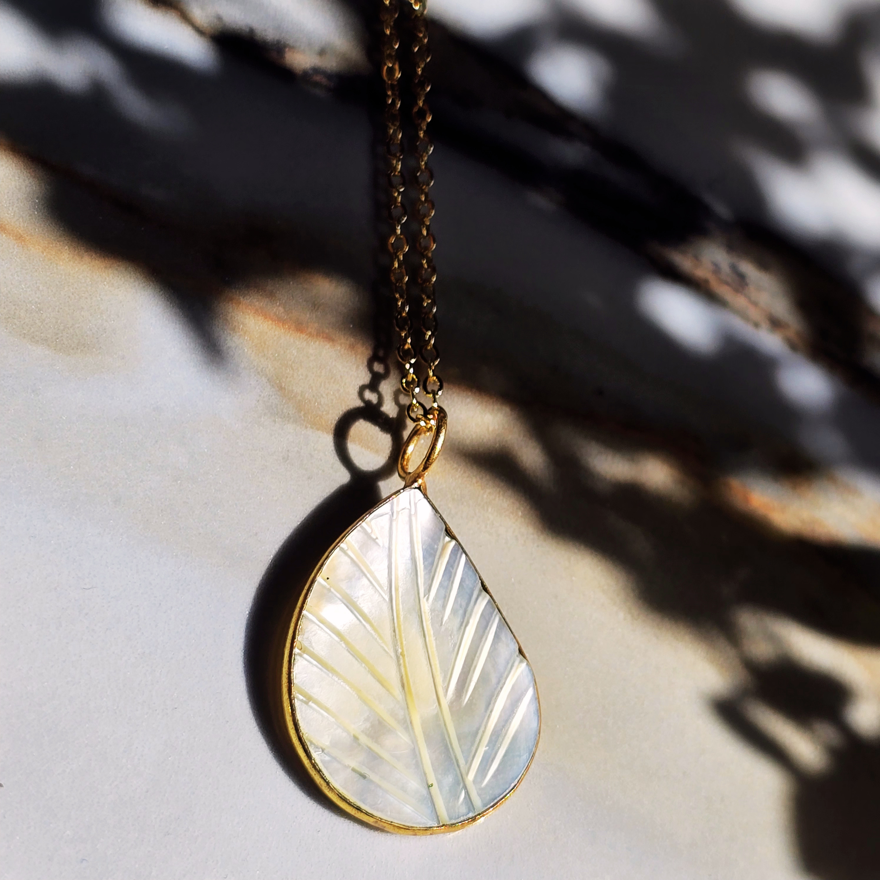 MOOCH London - Carved Mother of Pearl Pendant Necklace