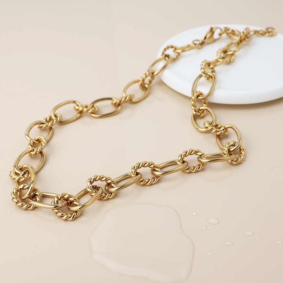 Waterproof Gold Plated Twist Link Necklace