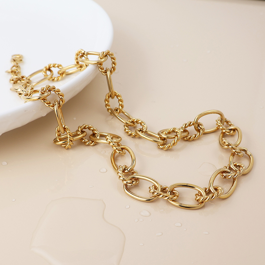 Waterproof Gold Plated Twist Link Necklace