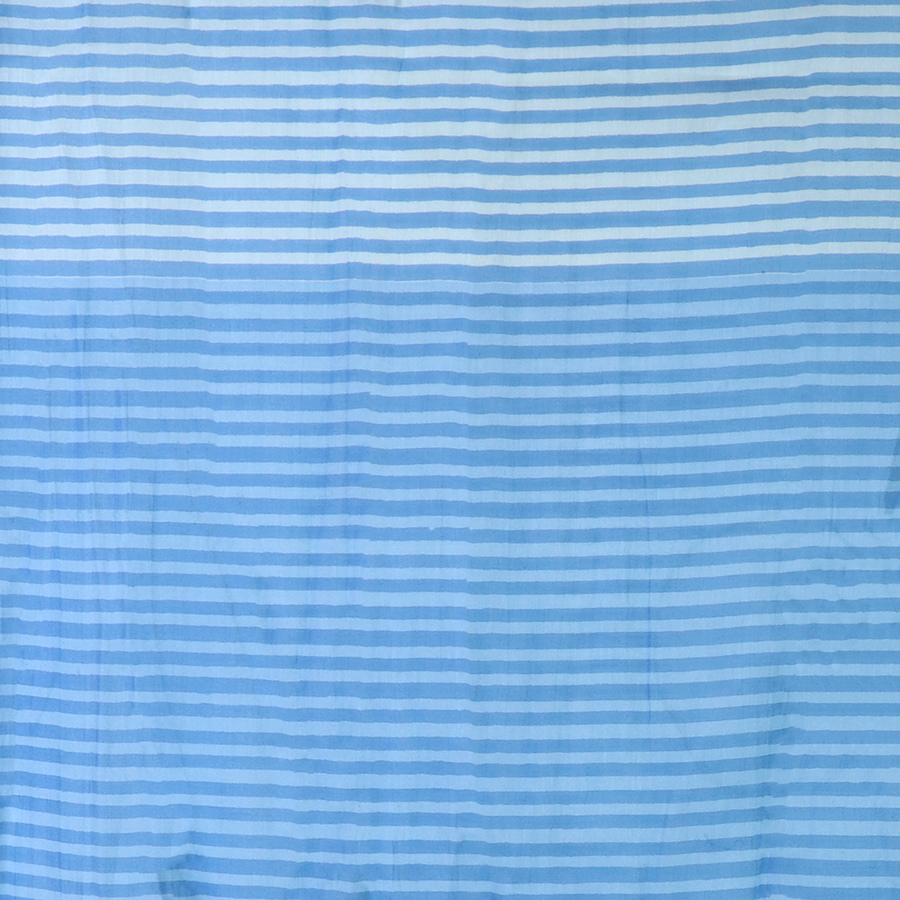 Blue Mix Striped Organic Cotton Scarf with Tassels