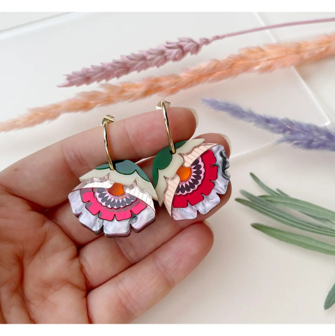 Rosa Pietsch - Isobel Floral Hoop Earrings in Sunset