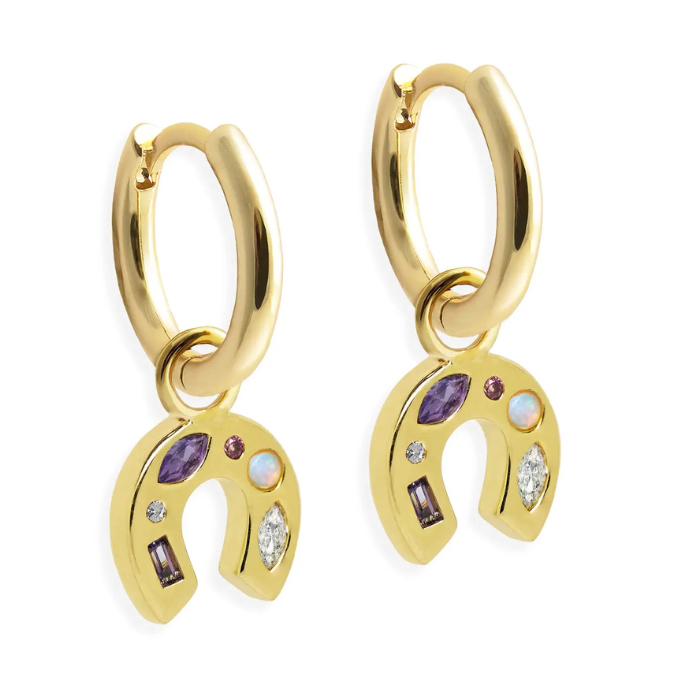 Mini Lucky Charm Hoop Earrings - Gold