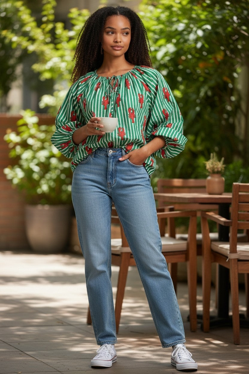 MOOCH London - Block Print 100% Cotton Blouse