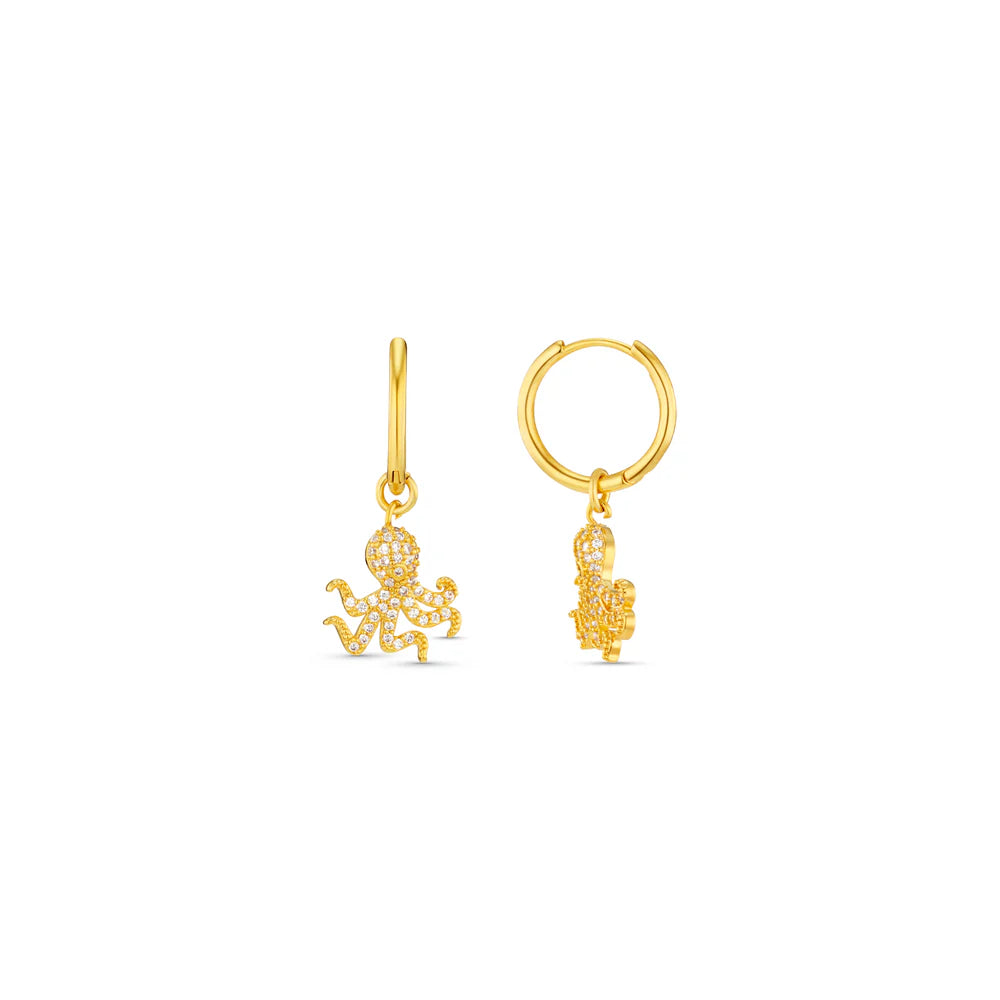 Orelia London - Pave Octopus Charm Hoop Earring