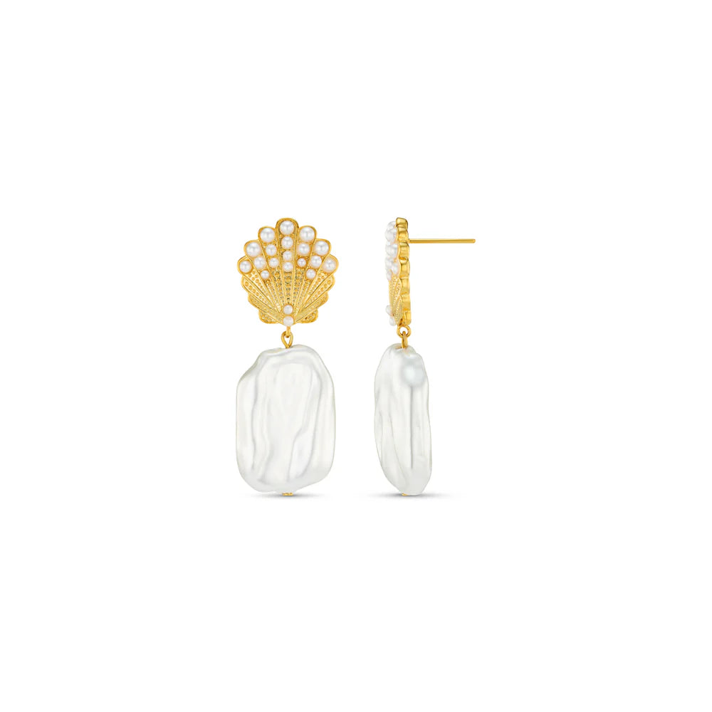 Orelia London - Embellished Shell & Pearl Drop Earrings