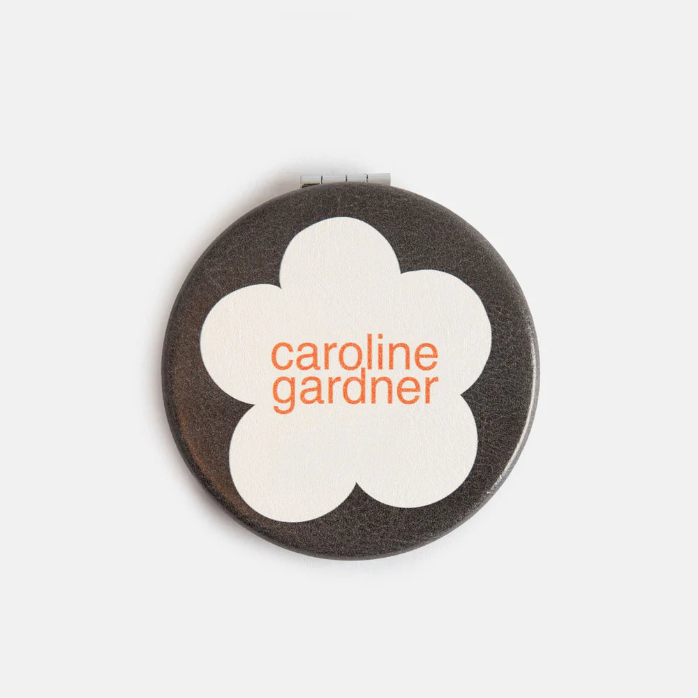 Caroline Gardner - Pocket Mirror - Charcoal Flower