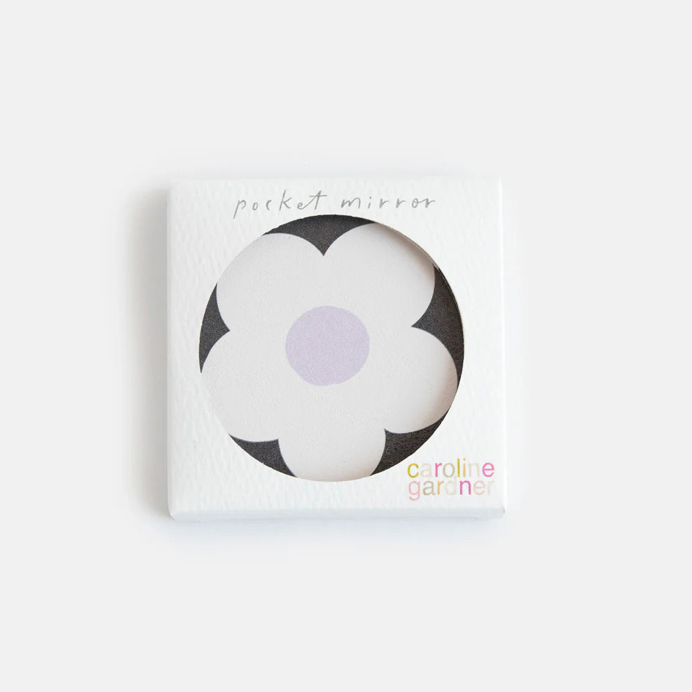 Caroline Gardner - Pocket Mirror - Charcoal Flower