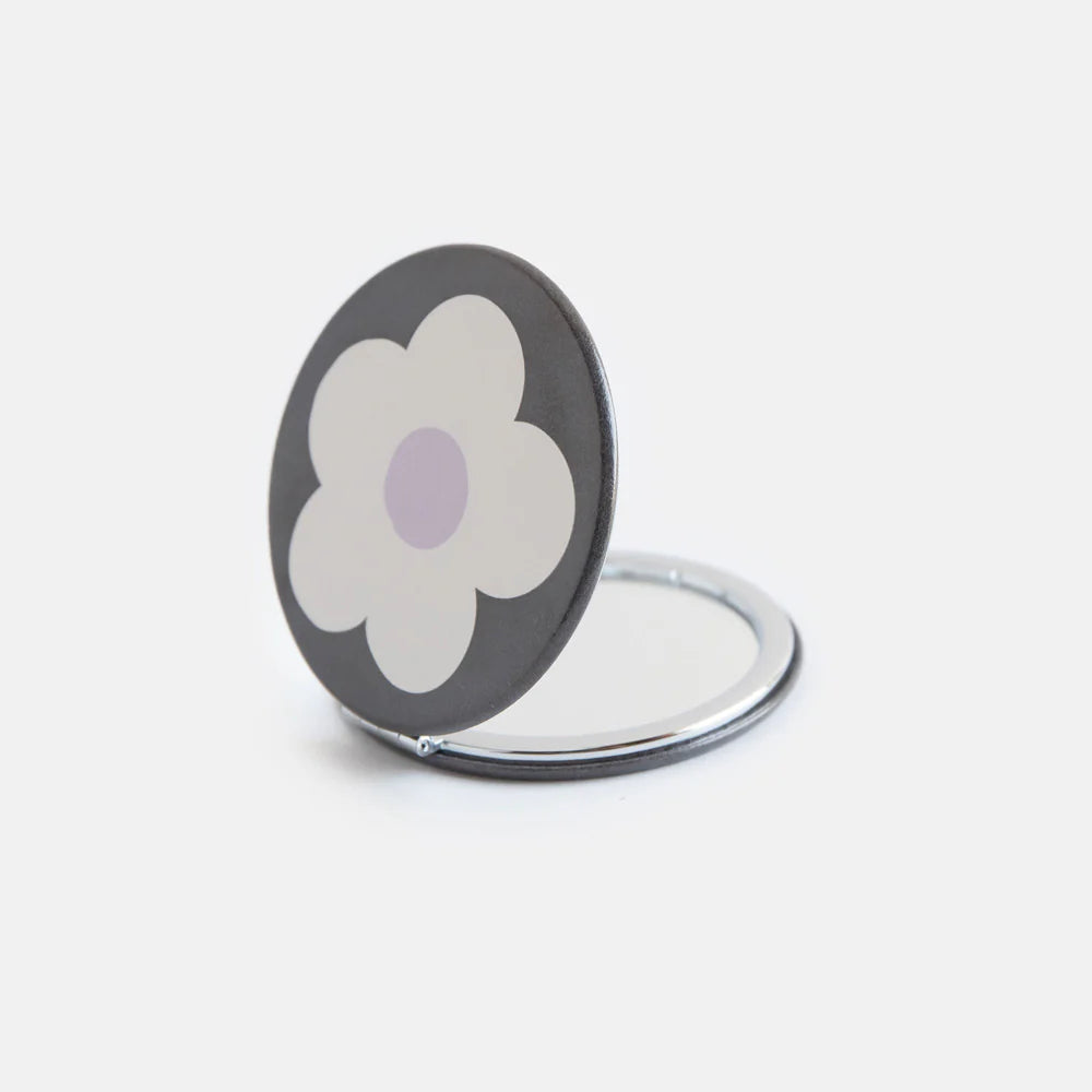 Caroline Gardner - Pocket Mirror - Charcoal Flower