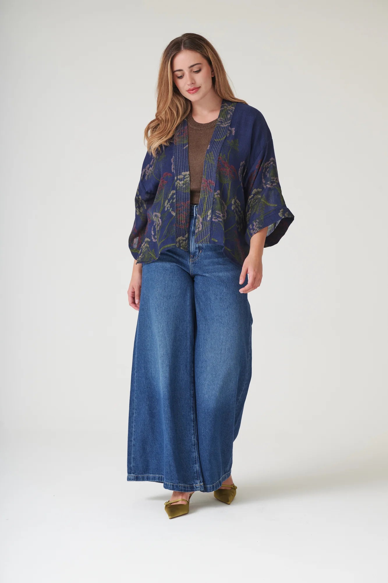 One Hundred Stars - Parsley Seed Navy Wool Kimono