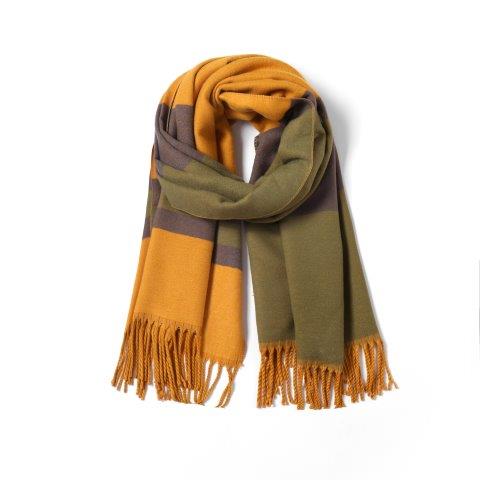 Reversible Stripe Scarf - Mustard