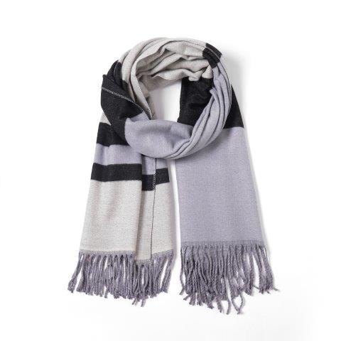 Reversible Stripe Scarf - Silver