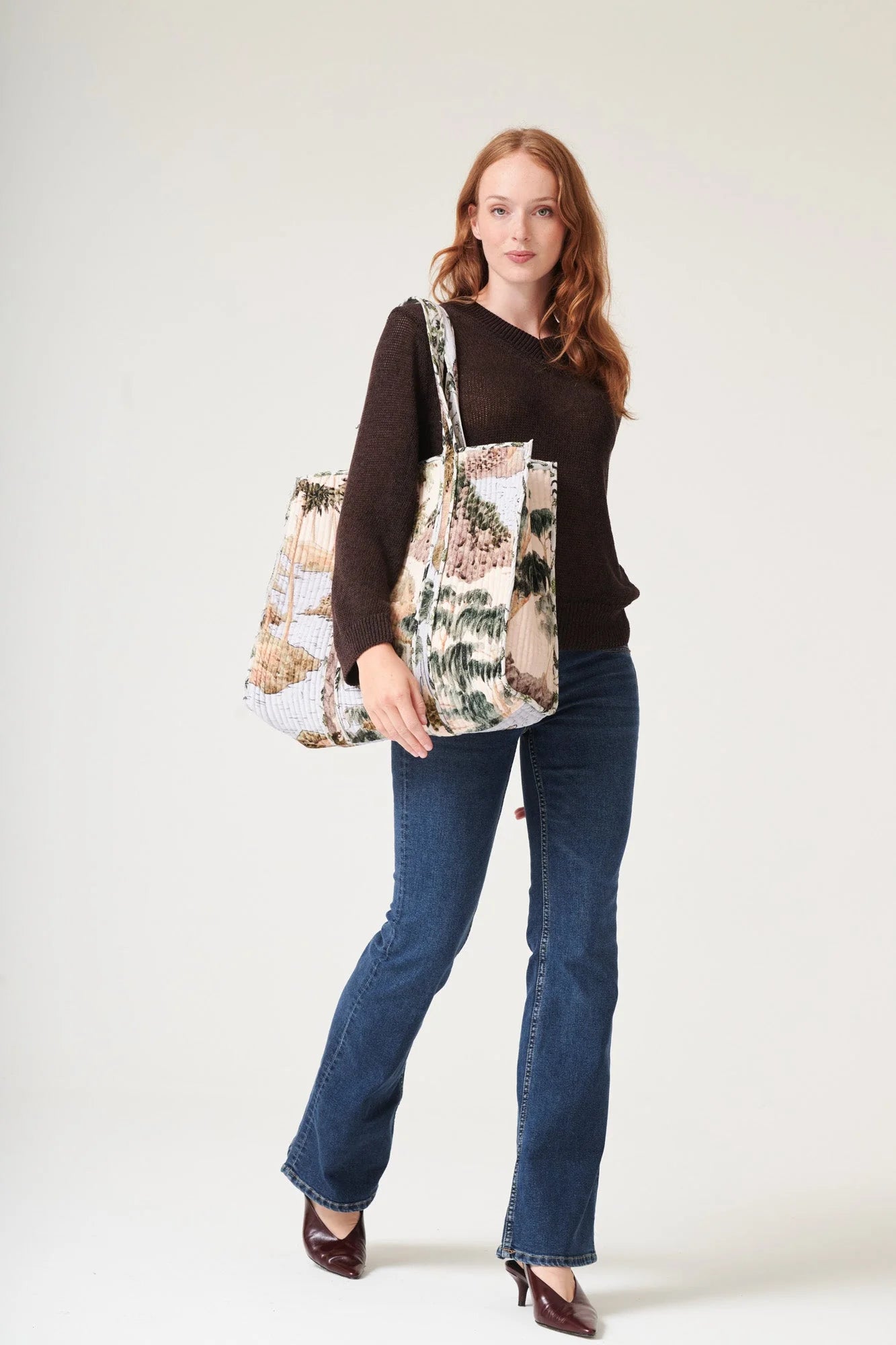 One Hundred Stars Velvet Tote - Rivers & Trees Natural