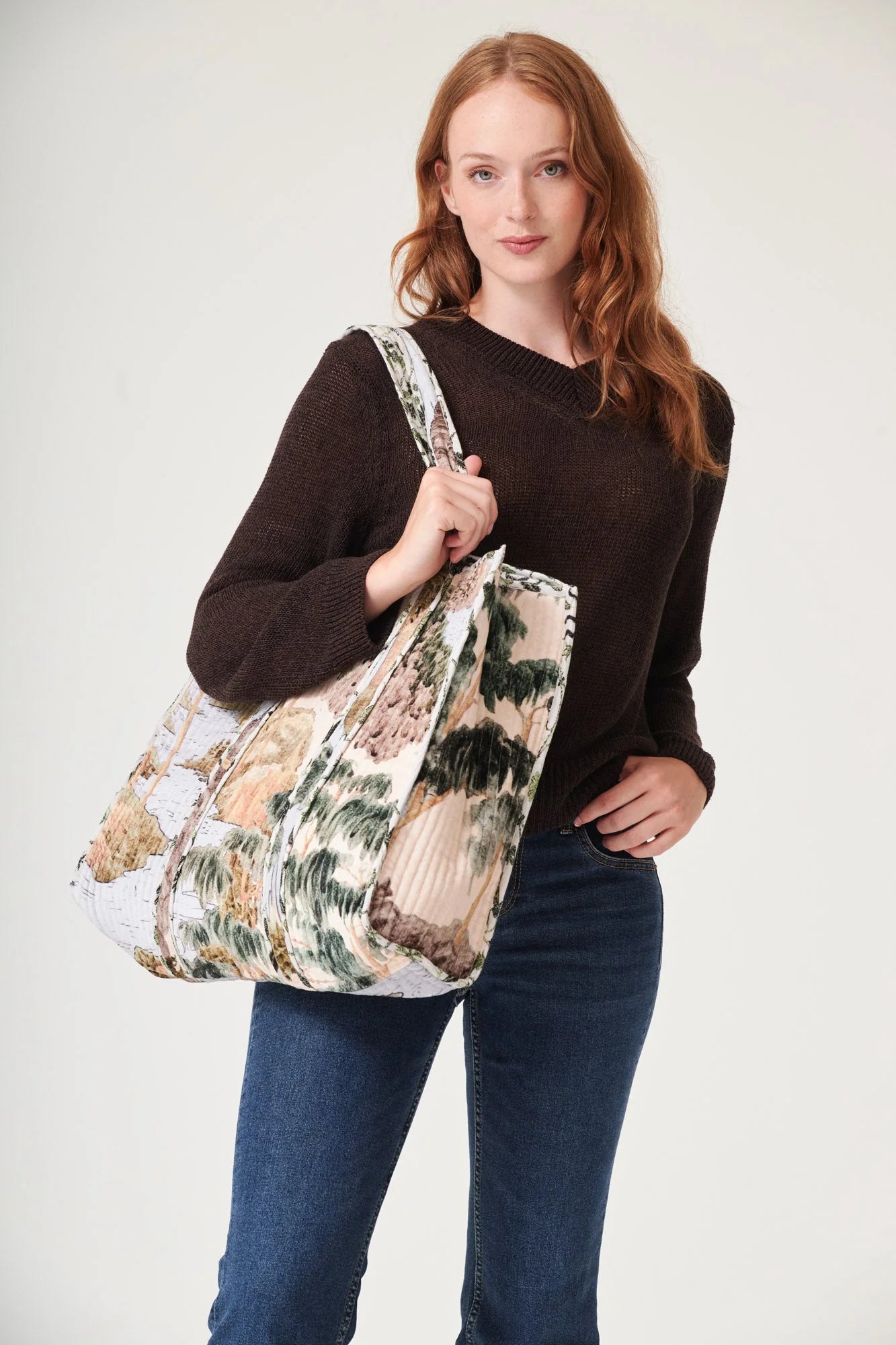 One Hundred Stars Velvet Tote - Rivers & Trees Natural