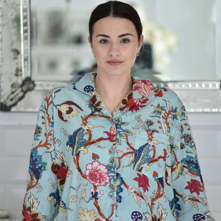 Blue Exotic Flower Pyjamas