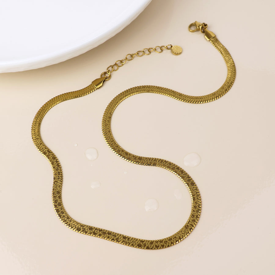 Waterproof gold plated animal print liquid chain necklace