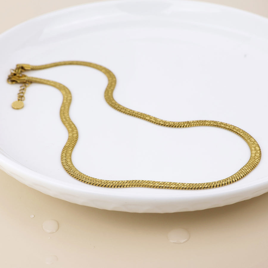 Waterproof gold plated animal print liquid chain necklace