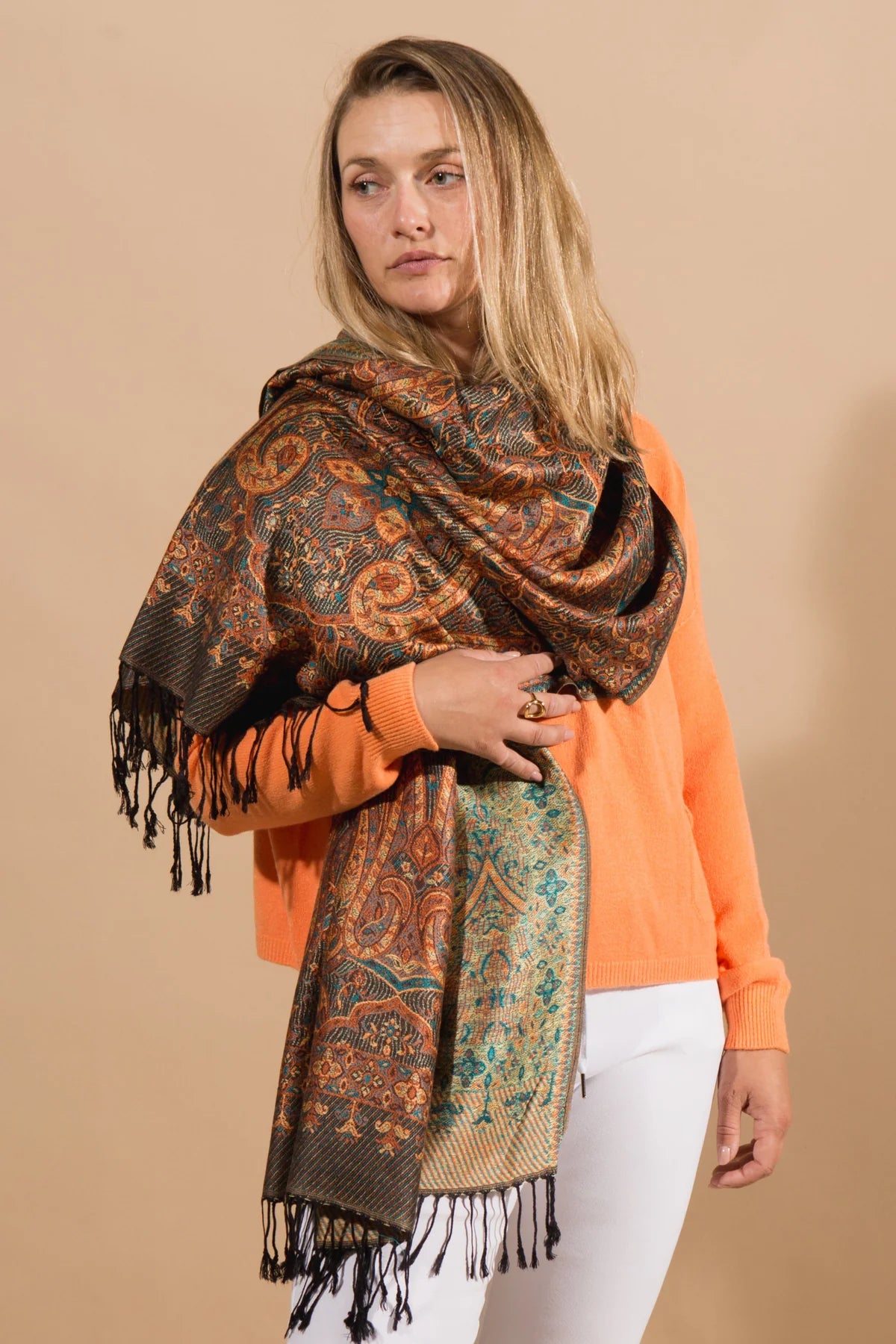 T&G - Casablanca Scarf - Orange/Green