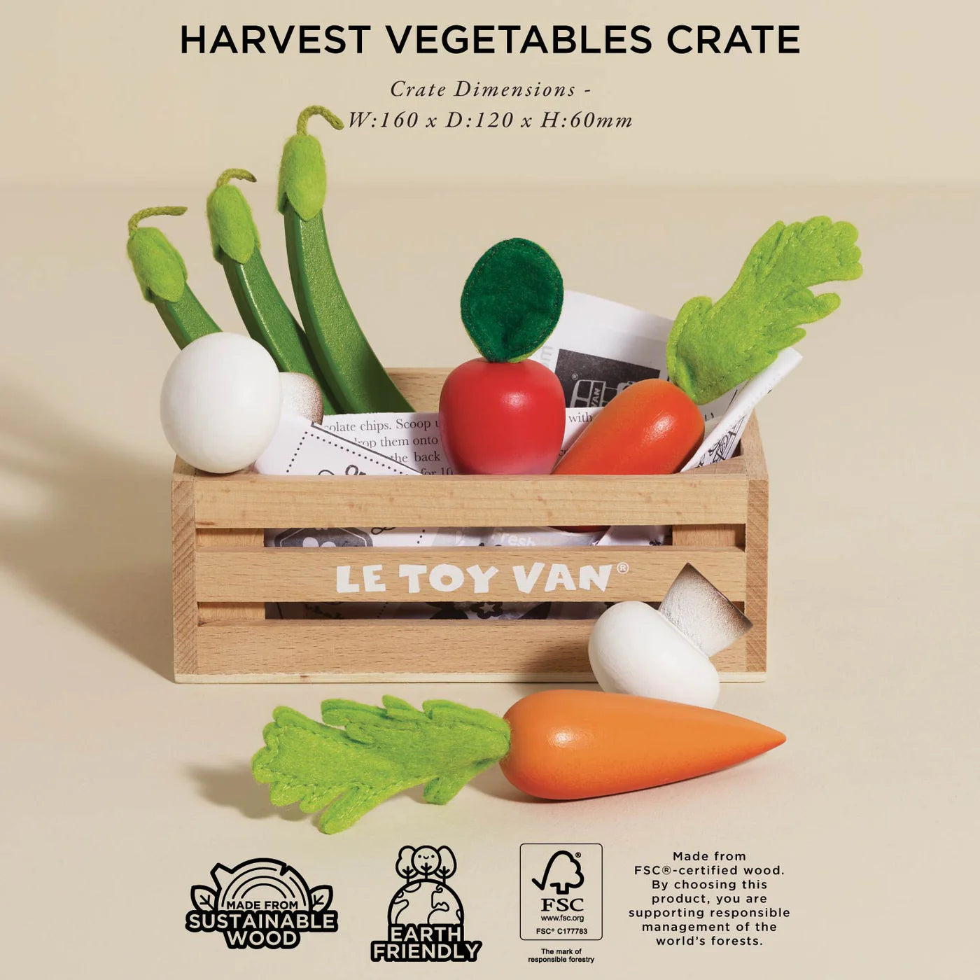 Le Toy Van - Harvest Vegetable Wooden Toy Crate