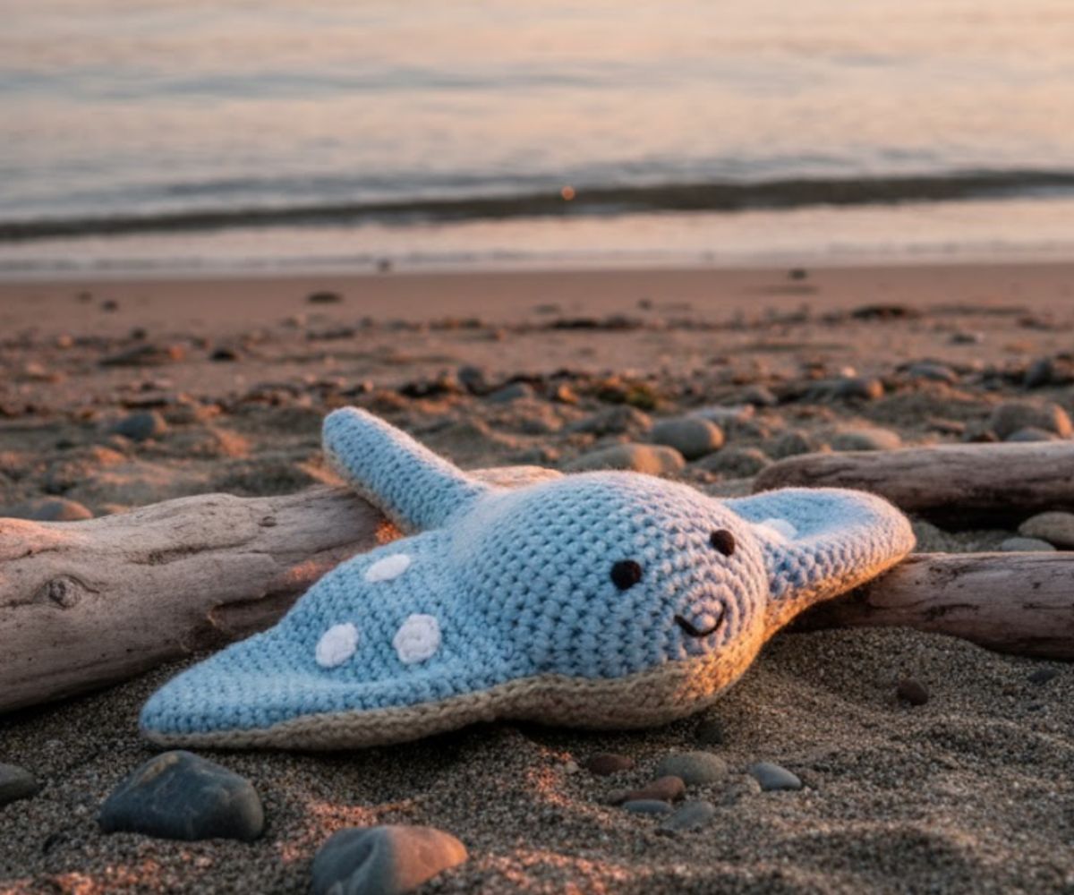 Best Years - Fair Trade Crochet Stingray Baby Rattle Organic Cotton