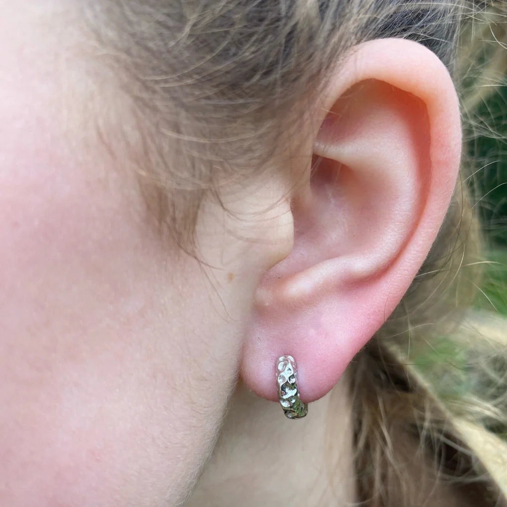 Reeves & Reeves - Sterling Silver Textured Hoop Earrings